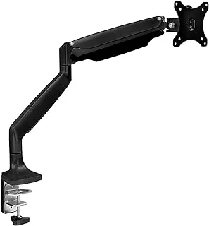 AWH Single Monitor Arm Desk Mount | Full Motion Articulating Height Adjustable | Fits 21/22/23/24/27/30/32 Inch VESA Compatible Computer Screen | Clamp and Grommet Base - BLACK