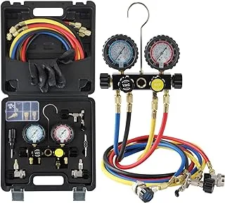 Lichamp HVAC Gauges with Hoses, AC Manifold Gauge Set R410a R134a R12 R22 Refrigerant Gauges