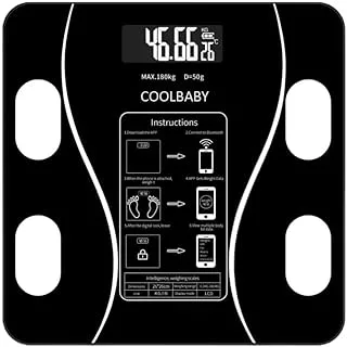 COOLBABY Digital Bathroom Scale with Led Display, Simple and Practical Body Fat Scale with Smartphone App