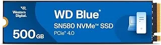 محرك الأقراص الصلبة الداخلي ويسترن ديجيتال 500 جيجابايت WD Blue SN580 NVMe SSD - Gen4 x4 PCIe 16 جيجابايت/ثانية، M.2 2280، حتى 4000 ميجابايت/ثانية - WDS500G3B0E