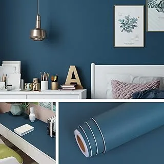 Livelynine 15.8 x 197 Inch Navy Blue Contact Paper Decorative Bedroom Wallpaper Peel and Stick Modern Removable Waterproof Renter Friendly Wallpaper for Walls Boys Room Locker Living Room Dark Blue