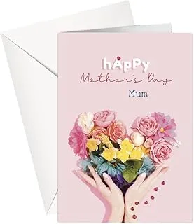 Greeting Card - For Mom | Mother's Day | Happy Mother's Day Mum | Flowers in Heart Shape | SharetheLove (A5 - Standard)