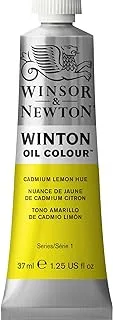 Winsor & Newton Winton Oil Colour Cadmium Lemon Hue 37ml tube with even consistency, non-fading, high coverage, rich in colour pigments