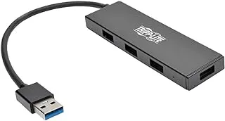 TrippLite من Eaton 4 - منفذ USB 3.0 محمول فائق النحافة، سرعة فائقة 5 جيجابت في الثانية لنقل البيانات، كابل USB 3.0 مدمج، شحن يصل إلى 1.5 أمبير، ضمان لمدة 3 سنوات