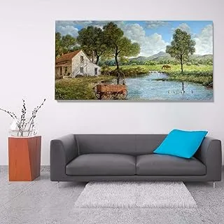 Nature painting on canvas, Canvas wall art, Multicolour, Canvas, 1 Piece, 80 x 40 cm By(BPA®)