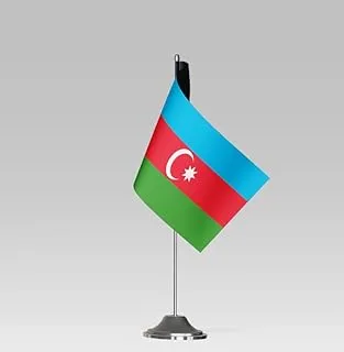 BPA® AZERBAIJAN FLAG علم طاولة صغير الحجم مع حامل ديكور مكتبي أنيق (21x10 سم)