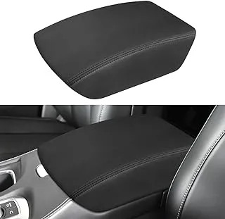 INTGET Car Center Console Armrest Cover for Infiniti QX60 Accessories 2022-2024 2023 Leather Arm Rest Box Lid Middle Console Seat Cover Protector (2022+, Black Stitches)