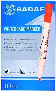 Sadaf BRF0117 Whiteboard Marker 10-Pieces, Red