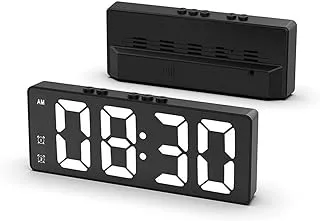 ECVV Digital Alarm Clock, LED Display Mirror Clock, Sound Control Dual Alarm Clocks, Modern Electronic Clock for Bedroom Living Room Office Batteries/USB cable (Black)