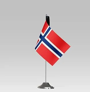 BPA® NORWAY FLAG علم طاولة صغير الحجم مع حامل ديكور مكتبي أنيق (23x10 سم)