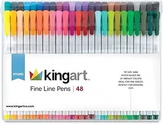 KINGART 418.18 Fine Line Color Ink Pens, Set of 48 Unique Colors, Tip Size 0.4 mm