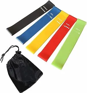 AMERTEER Exercise Resistance Bands Set Of 5 Resistance Loops Extra Light To Extra Heavy Resistance 12 Inch Work Out Bands With Carrying Bag, Exercise Bands Perfect For Gym, Fitness, Yoga, Multicolor