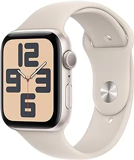 ساعة Apple Watch SE الجديدة (الجيل الثاني، 2023) [GPS 44mm] ساعة ذكية مع هيكل من الألومنيوم Starlight مع حزام Starlight الرياضي M/L. متتبع اللياقة البدنية والنوم، اكتشاف الأعطال، مراقب معدل ضربات القلب، مقاوم للماء