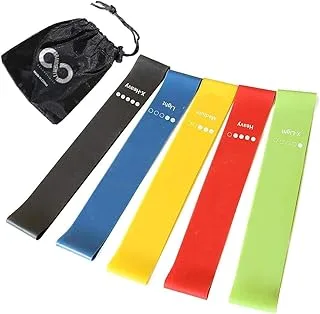 BRANDSFINITY Exercise Resistance Bands Set, Includes 5 Resistance Loops Offering Extra Light to Extra Heavy Resistance 12-Inch Work Out Bands, Fitness, Gym, Yoga, 1 Set (5Pcs)