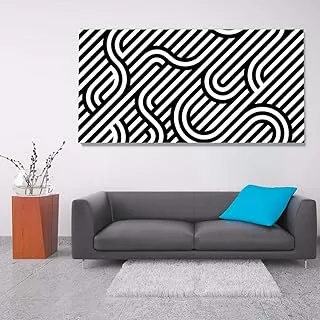 Zig zag and turns, Canvas wall art, Black, Canvas, 1 Piece, 80 x 40 cm By(BPA®)