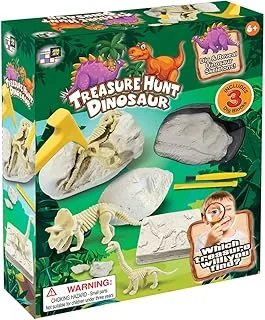 AMAV Toys Treasure Hunt Dinosaur Theme - احفر الكتل مع مفاجأة إبداعية في كل كتلة. أخرج الديناصور الخاص بك من الكتل، مجموعة التنقيب عن الآثار في علم الحفريات. سن 6 سنوات فما فوق.