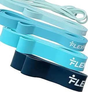 Resistance Bands for Working Out by Flexmate- 5 Resistance Levels Pull Up Assistant Band Set- 100% Latex Fitness Bands for Physical Therapy, Strength, Weightlifting, Crossfit- Workout Guide Included