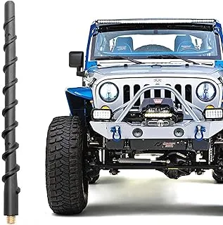 هوائي قصير حلزوني من VOFONO لسيارة Jeep Wrangler JK JL Unlimited Rubicon Sahara Gladiator 2007-2023، استبدال هوائي مطاطي مرن 9 بوصات، ملحقات جيب مصممة لاستقبال الراديو الأمثل