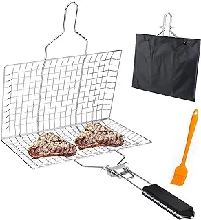 Stainless Steel Grill Basket Barbecue Grill Basket Portable Grill basket with Removable Handle,Perfect for Grilling IE-54370