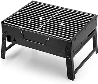 Uten Charcoal Grill, BBQ Grill Folding Portable Lightweight smoker Grill, Barbecue Grill Small desk Tabletop Outdoor Grill for Camping Picnics Garden Beach Party 13.7''x9.4''x 2.3''