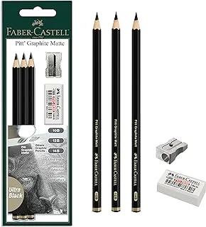 Faber-Castell 3 Count Pitt Graphite Matte Tin- 10B, 12B, 14B- Matte Black Graphite Pencils