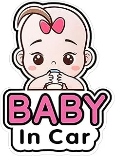 BPA® Baby in Car Stickers Sign and Decal for Girl, Baby Car Sticker, Removable Safety Sticker Notice Board, Cute Baby Window Car Sticker, On Board Stickers (Girl Style)