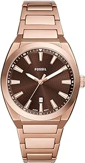 Fossil Men's Everett Quartz Stainless Steel Three-Hand Watch, Color: Rose Gold/Chocolate (Model: FS6028)