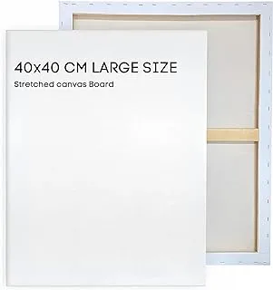 Large Size White Blank Canvas Board (40 x 40 CM) for Painting,100% Natural Cotton Canvas, Medium Grain, Acid Free Artist Quality Triple Primed Gesso Canvas - [Pack Of 1]