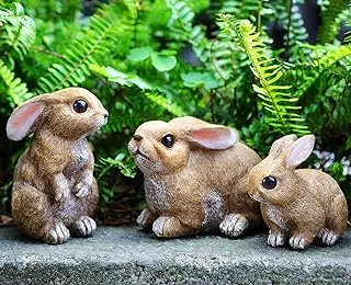 LEGIFO Bunny Decor Yard Decorations Outdoor Set of 3, Bunny Decorations for Home Garden Outdoor Statues, Easter Bunny Table Funny Garden Animals Statues Rabbit Figurines