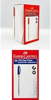 FABER-CASTELL BALL PEN 0.7MM 50PC RED + BALL PEN 0.7MM 50PC BLUE