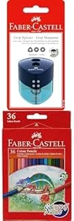 Faber-Castell Sharpener Double Hole Assorted + Colour Pencils 36 Colour In A Cardboard Box