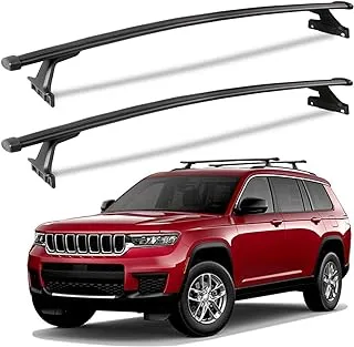 KINGGERI Heavy Duty 220lbs Roof Racks Cross Bars for Jeep Grand Cherokee L 2021 2022 3-Row & 2-Row, All Metal Aluminum Rails Crossbars Luggage Cargo Carrier Rooftop Car SUV Accessories, Black