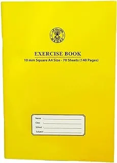 Sadaf 10mm Square 70 Sheets Exercise Book with Left Margin, A4 Size, Yellow