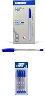 Maxi Ball Pont Pen 0.7mm 50Pc Blue Ink + BALL PEN MEDUM TIP 5PC BLUE