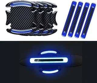 Car Reflective Sticker Door Handle Door Bowl Protection Guards Trim Stickers Universal Reflective Warning Anti Collision Scratches Protector (8pcs Blue)