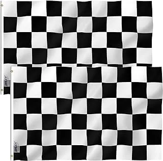 BPA® Pack of 2 Fly Breeze 3x5 Foot Checkered Flag - Canvas Header and Double Stitched - Black and White Racing Flags Polyester with Brass Grommets 3 X 5 Ft