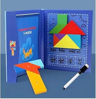 Baybee Magnetic Wooden Tangram Puzzle Book Game for Kids, Educational and Early Development Tangram, Magnetic Block Book with 3D Puzzle Game STEM Education IQ-Brain Teaser Toys For Toddlers Boys Girls