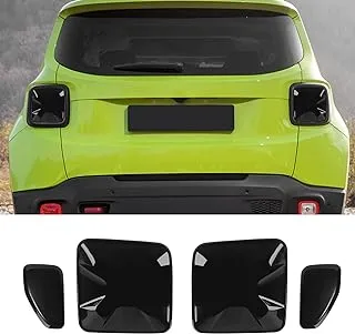 Hoolcar Tail Light Lamp Cover Guard Trim Frame Bezels Decoration Accessories Compatible with 2015-2018 Jeep Renegade, Smoked Black