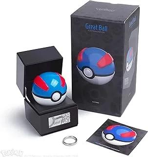 The Wand Company Great Ball Authentic Replica - Realistic, Electronic, Die-Cast Poke Ball with Ball and Display Case Light Features by - Officially Licensed by Pokemon