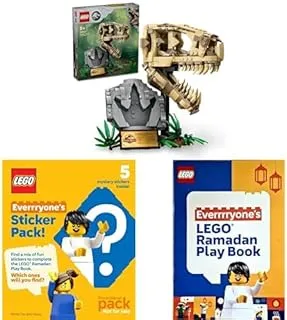 أحافير الديناصورات من LEGO® Jurassic World: مجموعة ألعاب مكعبات البناء T. rex Skull 76964 مع كتاب LEGO وملصقات LEGO Surprise!