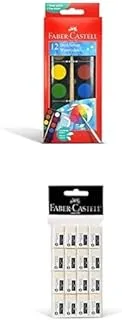 FABER-CASTELL WATERCOLORS 12 COLOR 24MM + SMALL POLY BAG OF 16PC