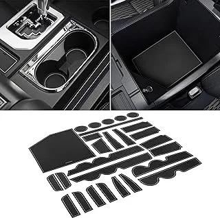 SENSHINE Custom Liners for Toyota Tundra Accessories 2014-2020 2021 Cup Holder Inserts, Center Console Liner Mats, Door Pocket Liners 27Pcs (Bucket Seat, Gray Trim)