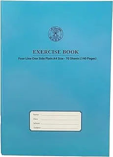 Sadaf Four Line One Side Plain Exercise Book, A4 Size, Blue