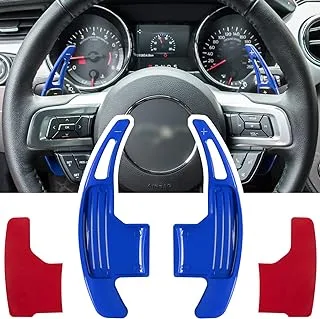 Steering Wheel Shift Paddle Extended Shifter Trim Cover for Ford Mustang 2015 2016 2017 2018 2019 2020 2021 Interior Decoration Accessories Aluminum Alloy (Blue 2PCS)