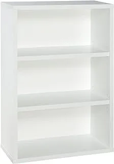 ClosetMaid Bookshelf with 3 Shelf Tiers, Adjustable Shelves Tall Bookcase, Sturdy Wood with Closed Back Panel, White Finish