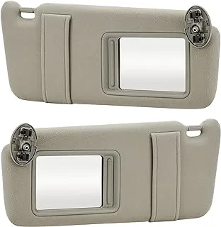 Beige Driver Left + Passenger Right Side Sun Visor Replacement Compatible with 2007 2008 2009 2010 2011 Toyota Camry Without Sunroof Replace ‎74310-06750-E0, 74320-06780-B0