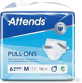 Attends Pull-Ons 6 M | Disposable Pants for Incontinence | Pack of 18