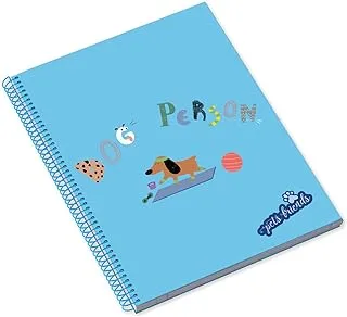 Ambar 80 Sheets 100 GSM Pet Person Boy Hard Cover Spiral Note Book, A5 Size, Blue/Green