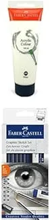 Faber-Castell Colour Paint 120 Ml White + Gold Faber Degree Pencil Set (6 Pencils + 1 Eraser + 1 Sharpener)