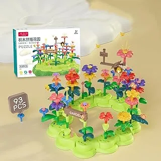 ECVV 93Pcs DIY Building Block Floral Garden Puzzle Toy Set, Building Blocks Set for Cultivating Children's Logical Thinking and Imagination, Designed for Children, Teens & Adults